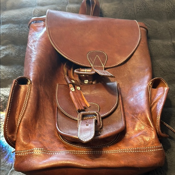 Vintage Brown Leather Backpack